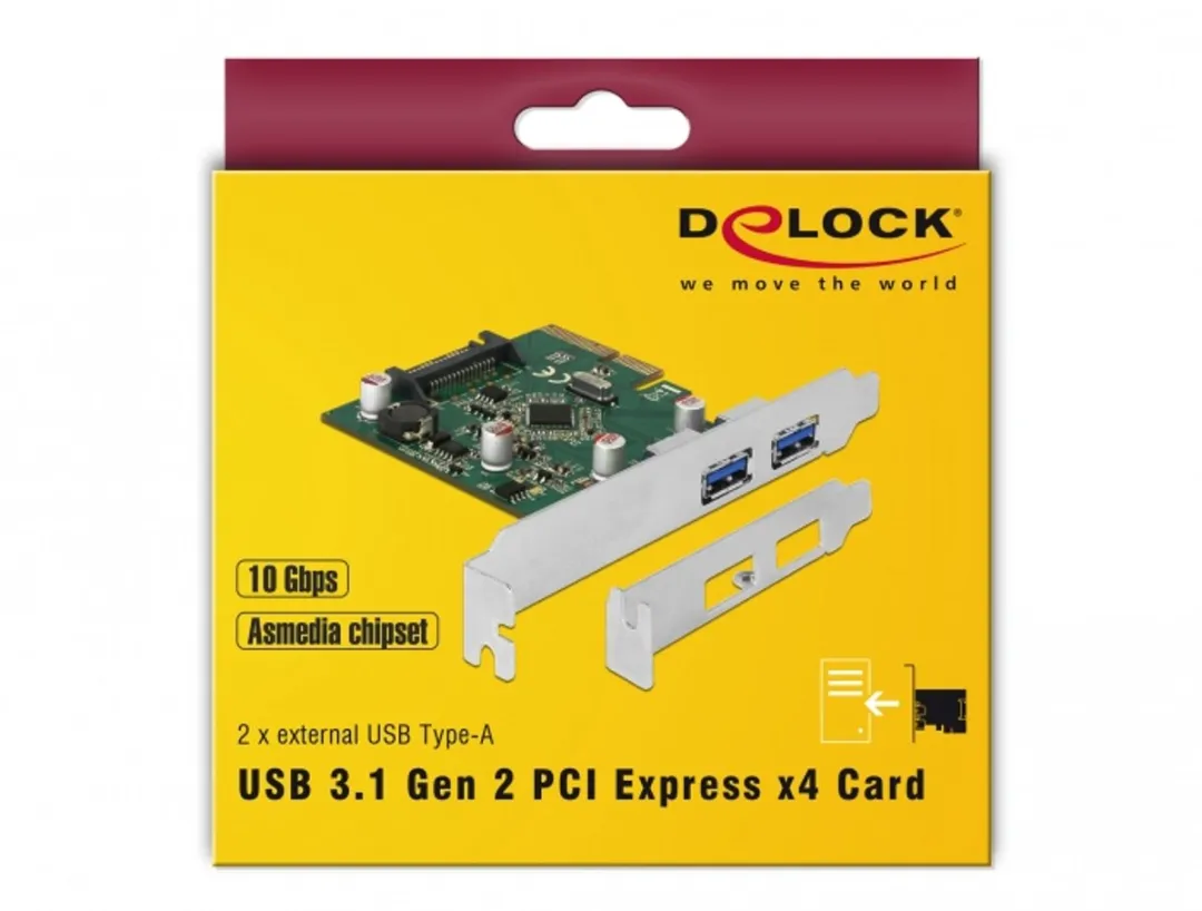 Delock PCIe x4 Kaart 2x USB 3.2 Gen 2 Type-A