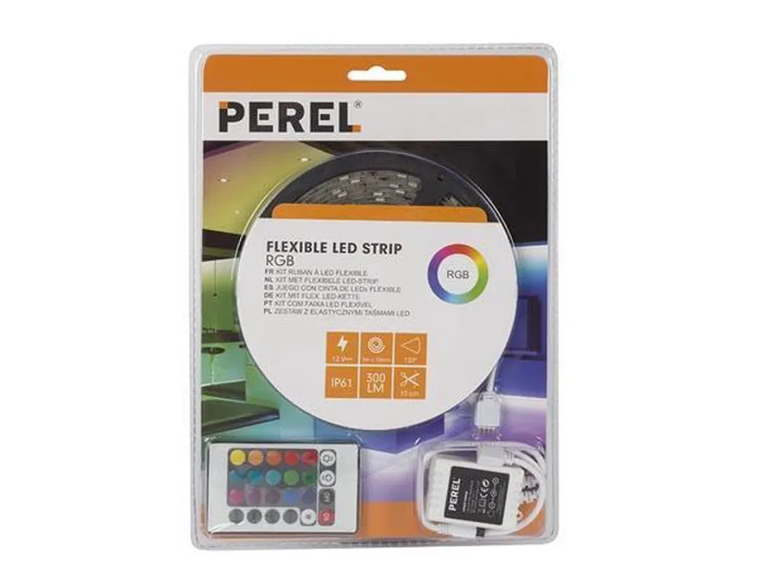 Perel RGB LEDstrip 5m - 150x5050 LED - Controller & IR - afbeelding 6 van 6