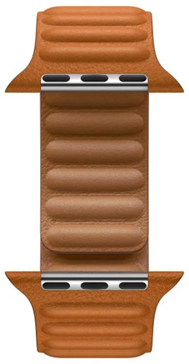 Apple Watch Leather Link 45mm - Goudbruin - M/L