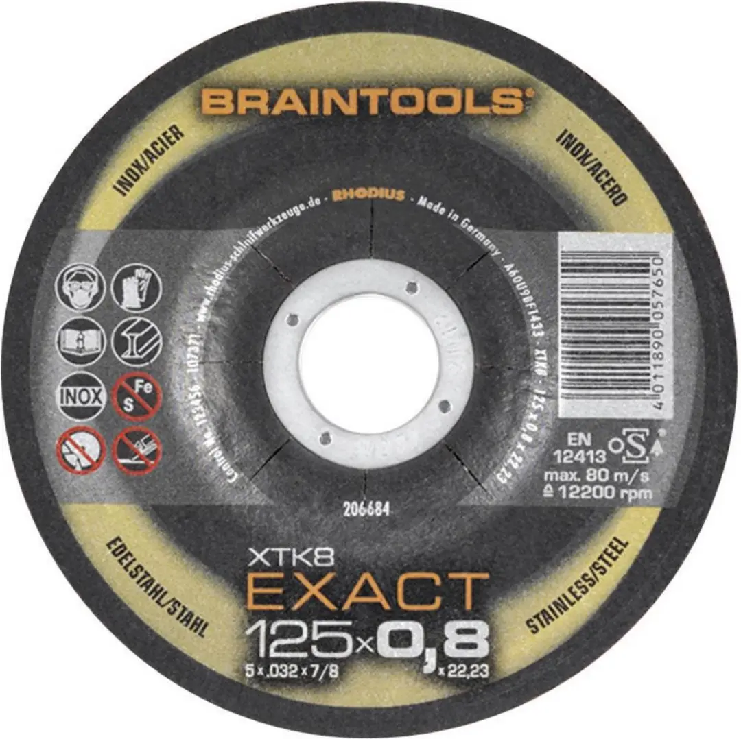 Rhodius XTK 8 206684 Doorslijpschijf recht 125 mm 22.23 mm 1 stuk(s)