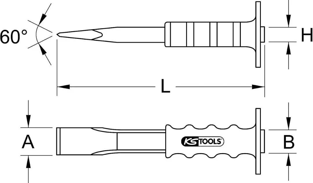 KS Tools 162.0206 Steenbeitel - 33x500mm met handbescherming - afbeelding 2 van 2