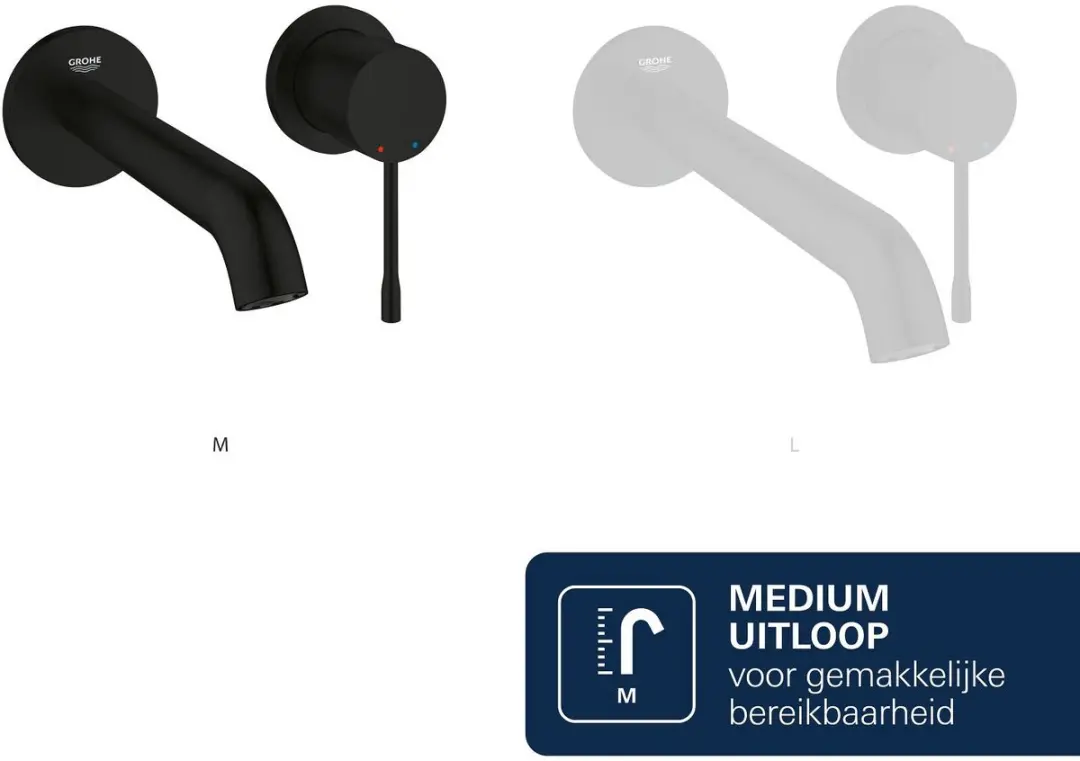 GROHE Essence M-Size 2-gats Wastafelmengkraan - Matte Black - afbeelding 3 van 6