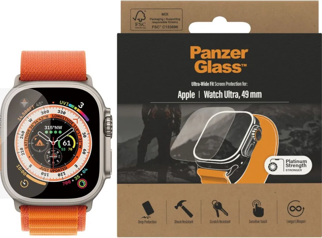 PanzerGlass Apple Watch Ultra 49mm Screenprotector - Transparant