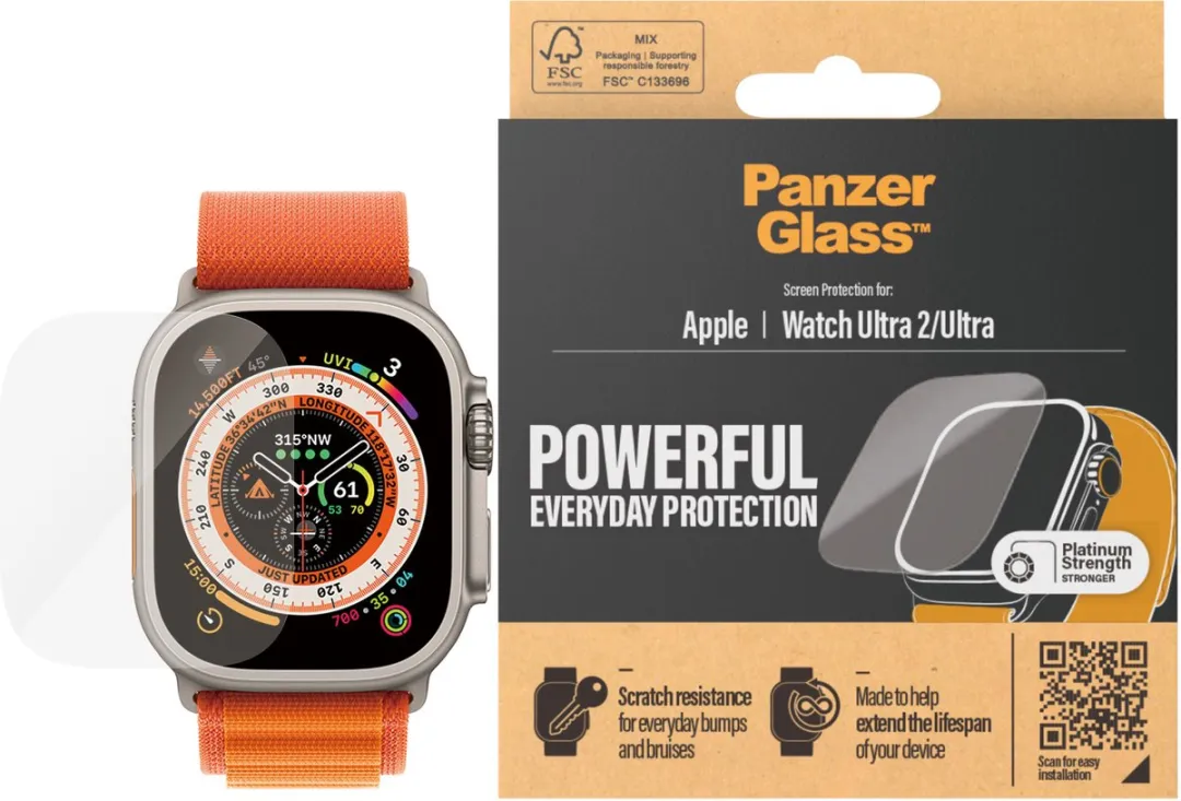 PanzerGlass Apple Watch Ultra 49mm Screenprotector - Transparant