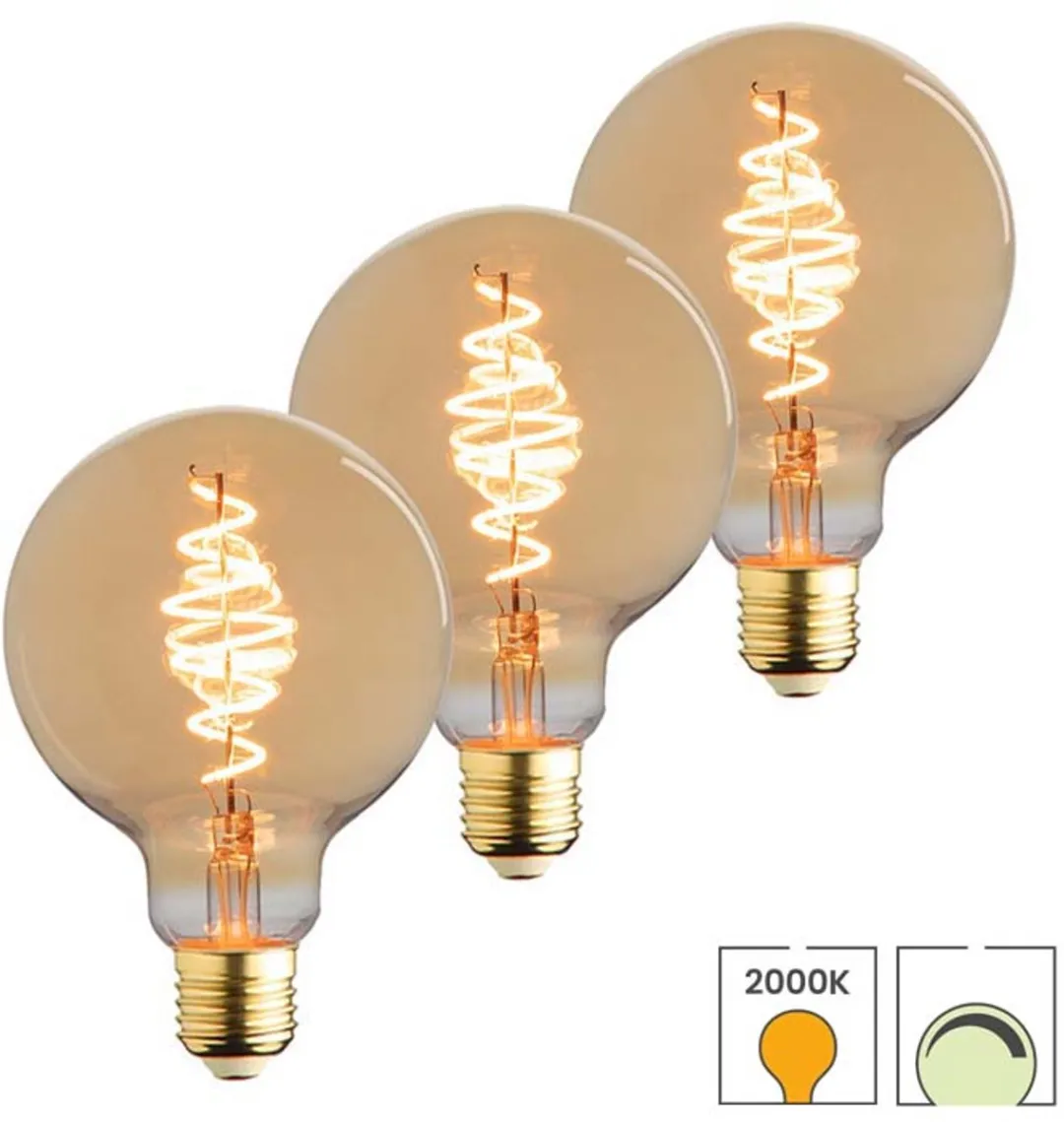 Lybardo - E27 LED Lamp - 3-pack - 95mm - 3.5W Dimbaar - 2000K Extra Warmwit Licht