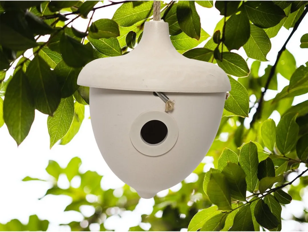 Decoris Vogelhuisje Bamboe - Creme - D17 x H19cm