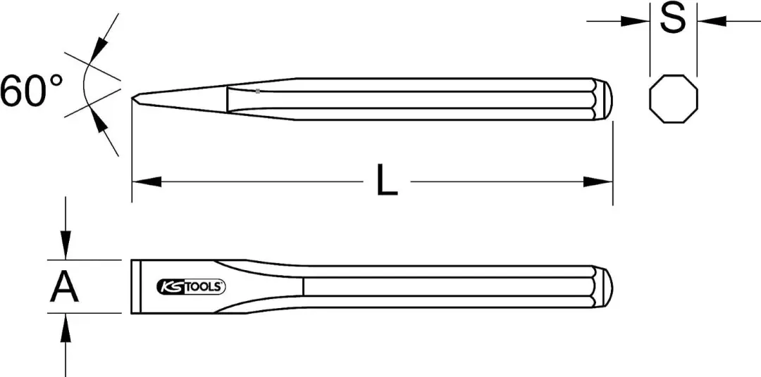 KS Tools 162.0211 Platte Beitel 8-kant 125mm
