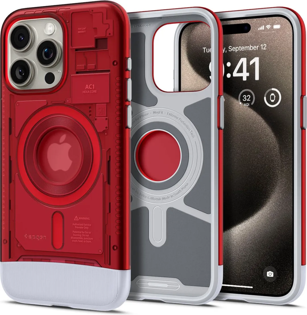 Spigen Classic C1 MagFit Hoesje iPhone 15 Pro Max - Rood - afbeelding 2 van 6