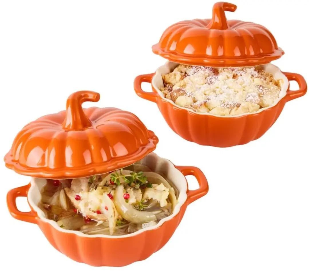 Silvercrest Ovenschaaltjes Pompoenvorm 2-delig - 310ml - Oranje - afbeelding 5 van 5
