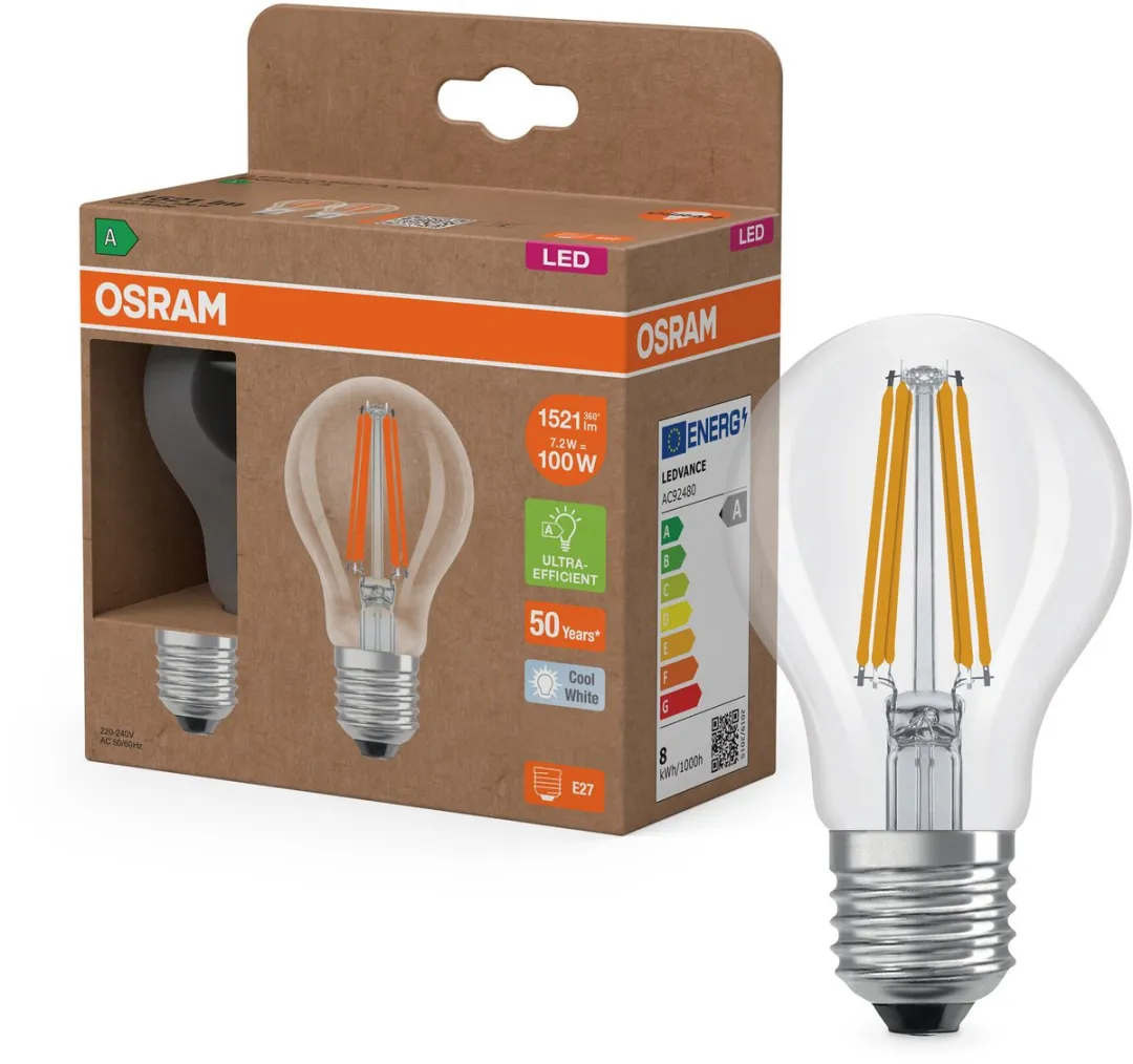 Osram Energy Class LED-lamp E27 7,2W 1521lm Koelwit - 2 Stuks
