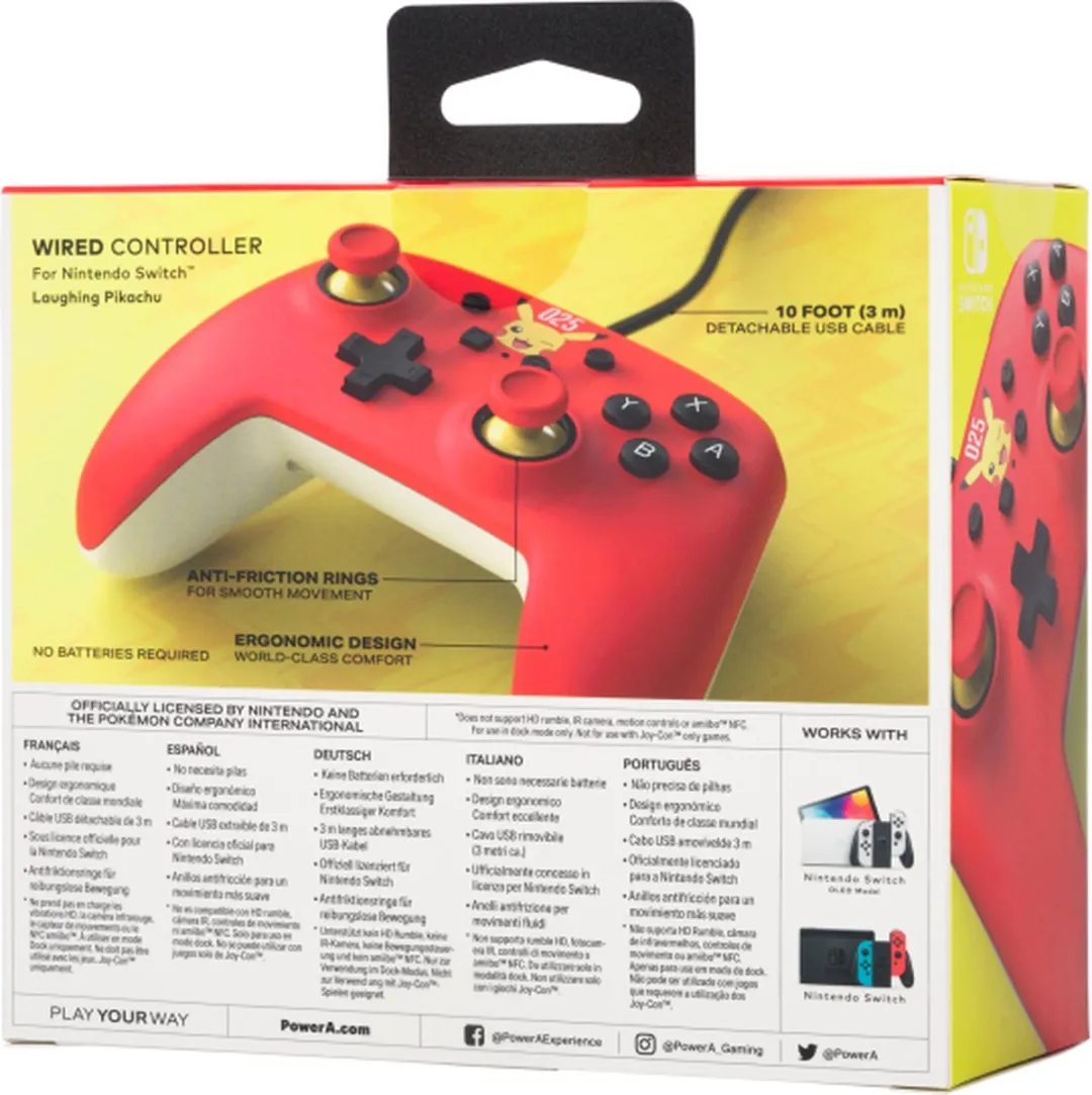 PowerA NSGP0200-01 Bedrade Controller Nintendo Switch - Lachende Pikachu