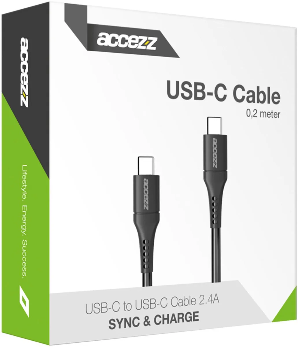 Accezz USB C naar USB C Kabel SH00058478 - 0,2m - 60W - Wit