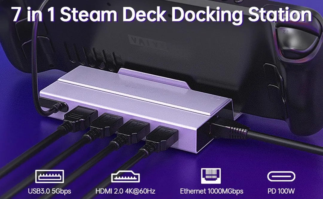 NÖRDIC DOCK-190 Steam Deck Docking Station - Grijs - afbeelding 6 van 6
