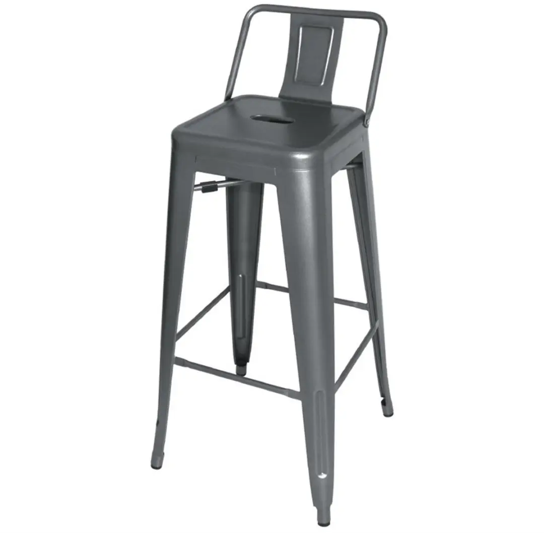 Bolero Stalen Bistro Barkruk Met Rugleuning Grijs (4 Stuks)