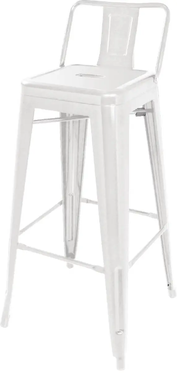 Bolero Bistro Stalen Hoge Kruk met Rugleuning Wit (4 Stuks)