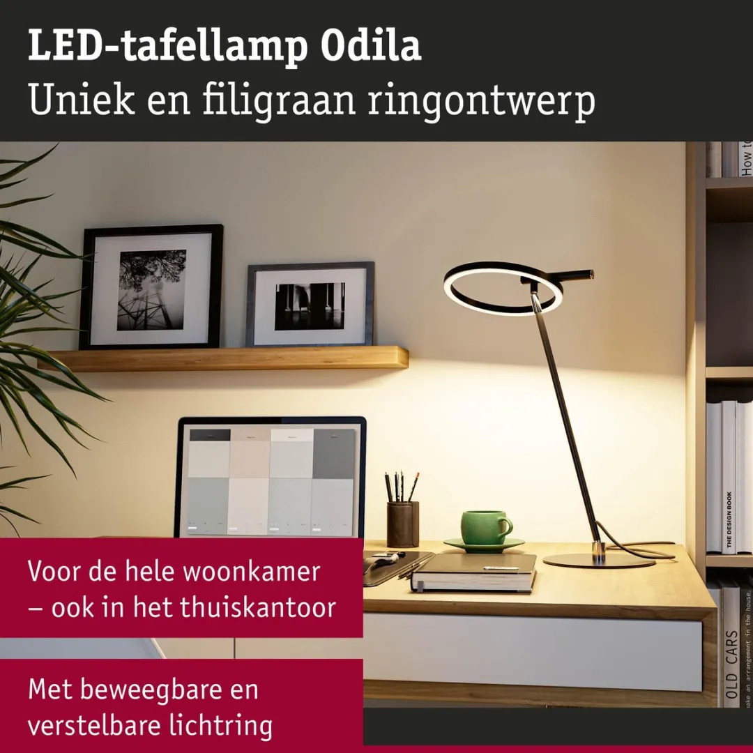 Paulmann Odila LED Bureaulamp 650lm Tunable White - Zwart mat/Chroom
