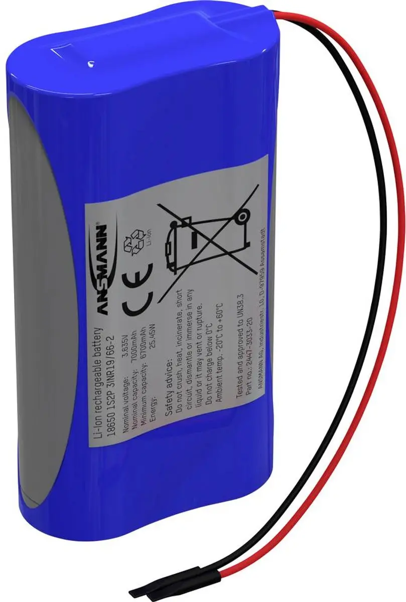 Ansmann 1S2P Accupack 18650 Li-ion 3.6V 7000mAh