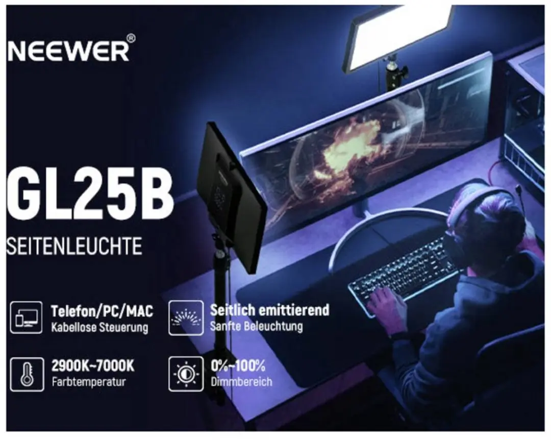 Neewer GL25B LED-videolamp - 176 Bi-Color - afbeelding 2 van 4