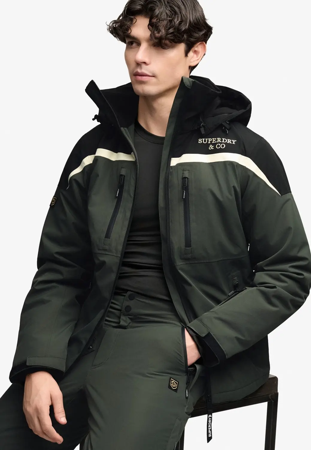 Superdry Hooded Ski Shell Jas - Khaki - afbeelding 2 van 3