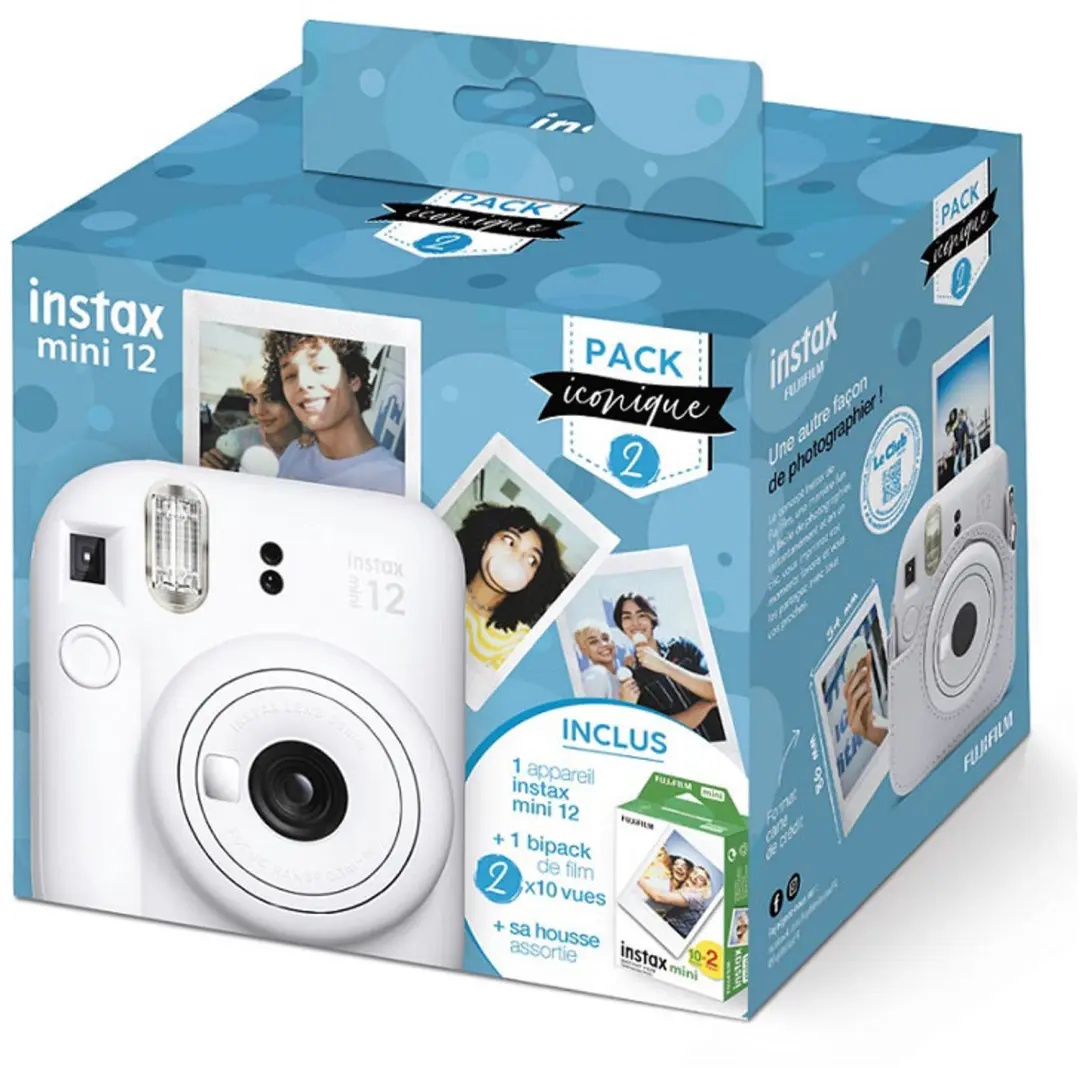 FUJIFILM Instax Mini 12 Sofortbildkamera, Weiß, Iconic Pack