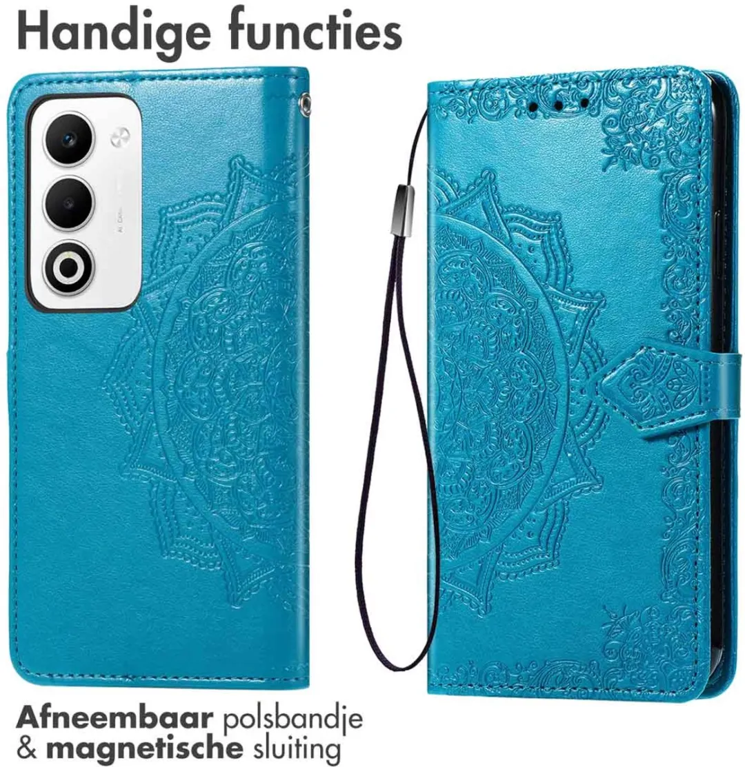 Imoshion Hoesje Oppo A5 5G Mandala Bookcase - 3 Stuks - Turquoise