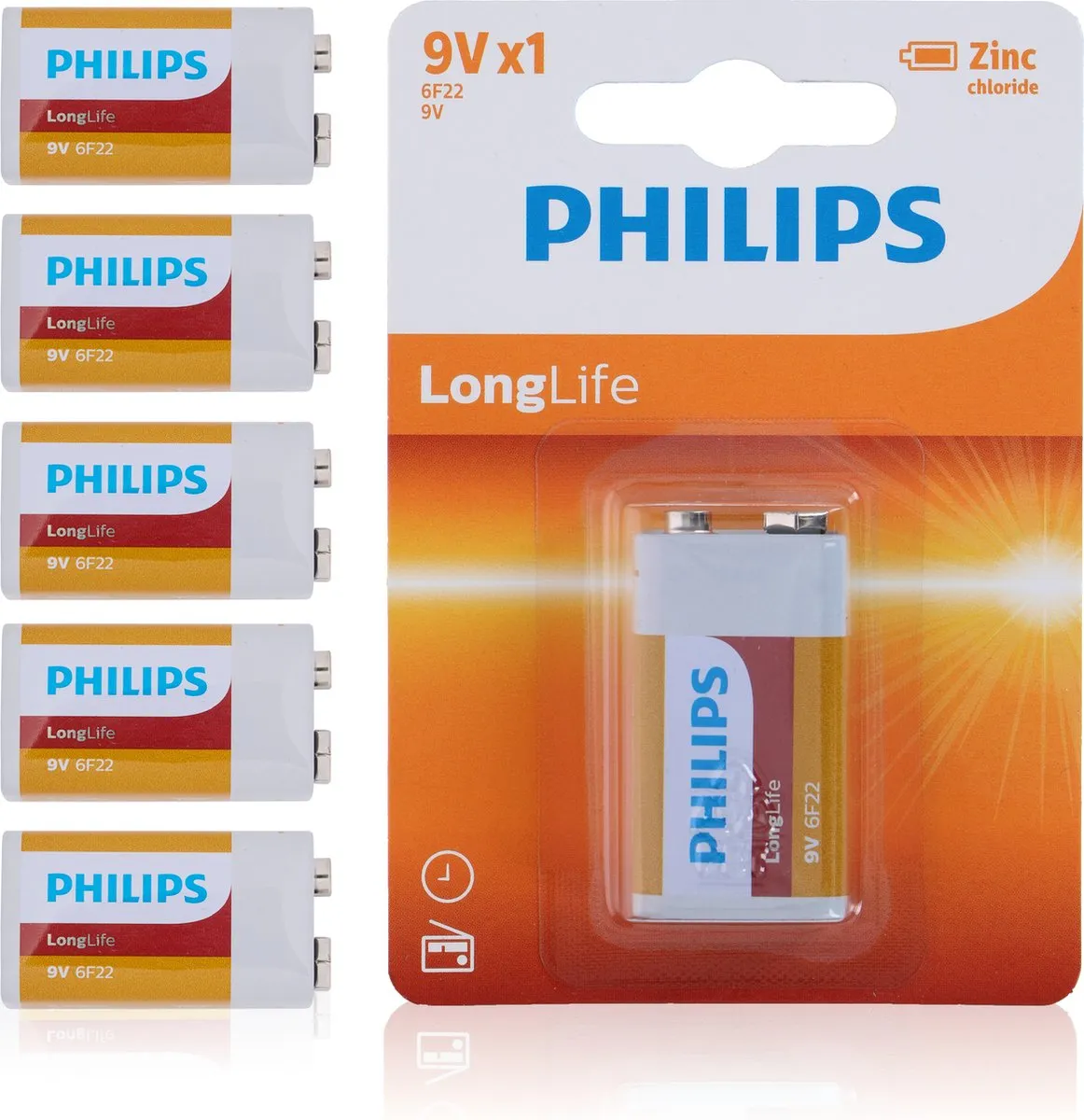 Philips 9V Zinkbatterijen 6 Stuks