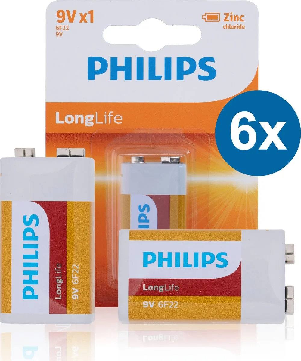 Philips 9V Zinkbatterijen 6 Stuks - afbeelding 6 van 6