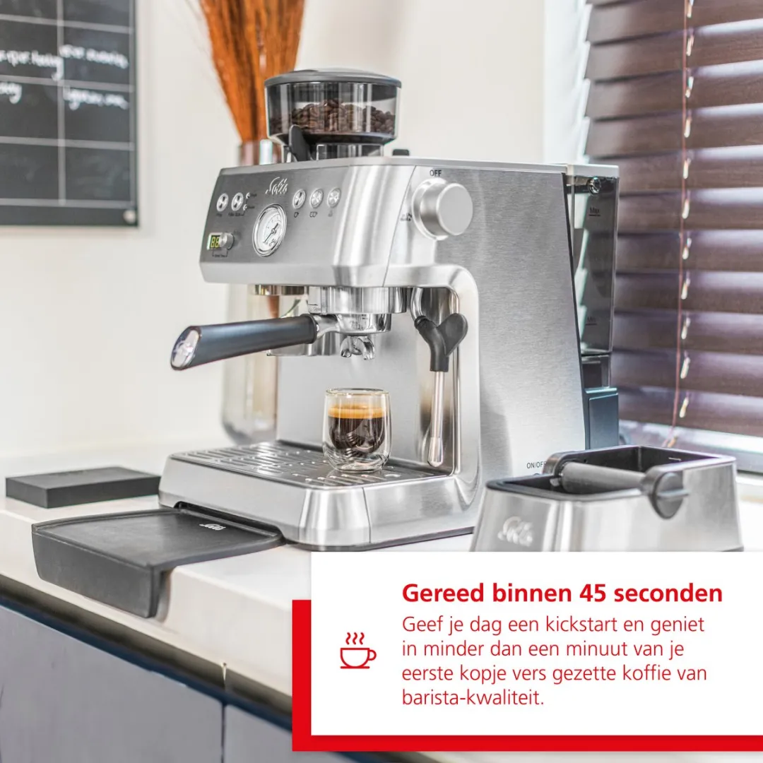 Solis Grind & Infuse Perfetta 98036 Pistonmachine - 2 Kopjes - 1640W - Zilver - afbeelding 6 van 6