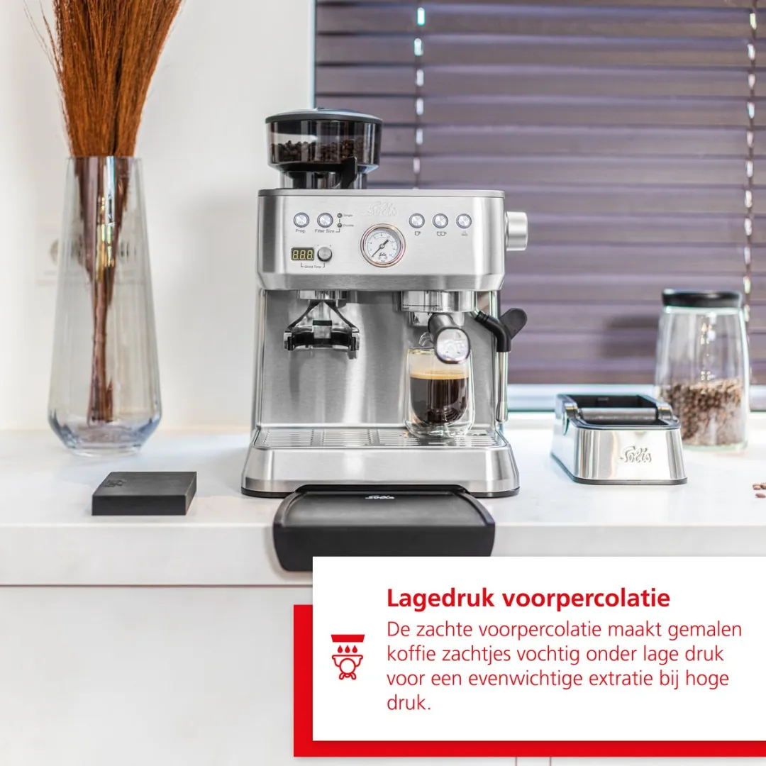 Solis Grind & Infuse Perfetta 98036 Pistonmachine - 2 Kopjes - 1640W - Zilver