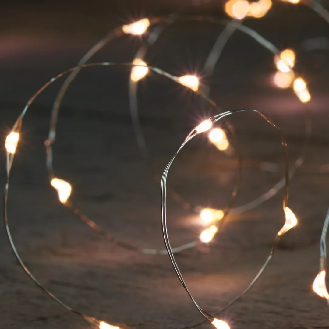 Anna's Collection Lichtsnoer 2x200cm - 40 LED Warm Wit - Zilver