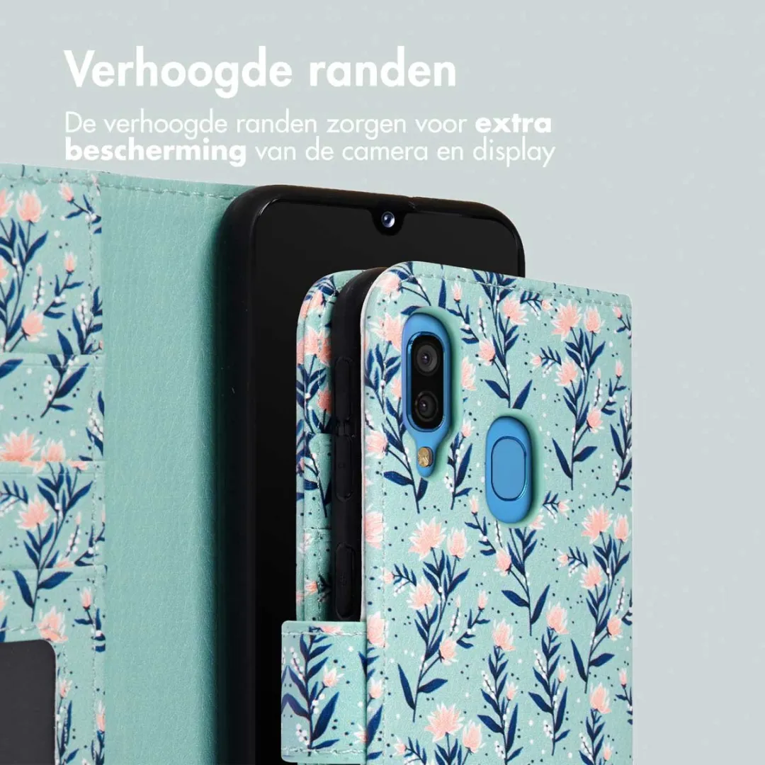 Imoshion Hoesje Samsung Galaxy A40 - Blue Flowers - 3 Pasjes - afbeelding 6 van 6