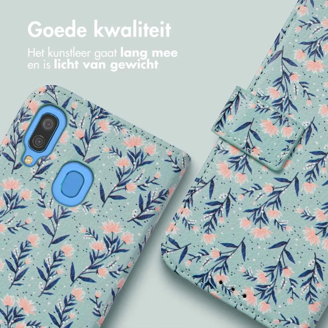 Imoshion Hoesje Samsung Galaxy A40 - Blue Flowers - 3 Pasjes