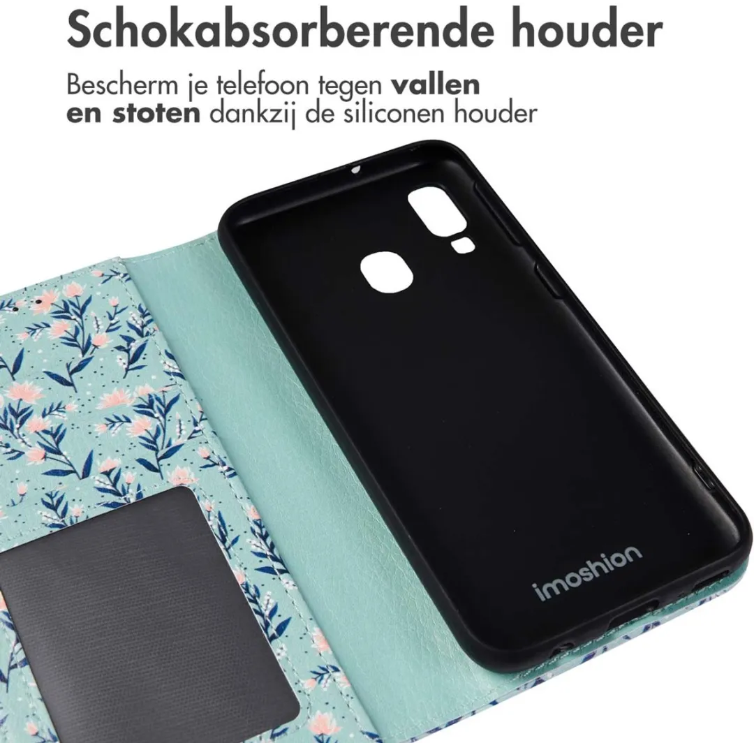 Imoshion Hoesje Samsung Galaxy A40 - Blue Flowers - 3 Pasjes