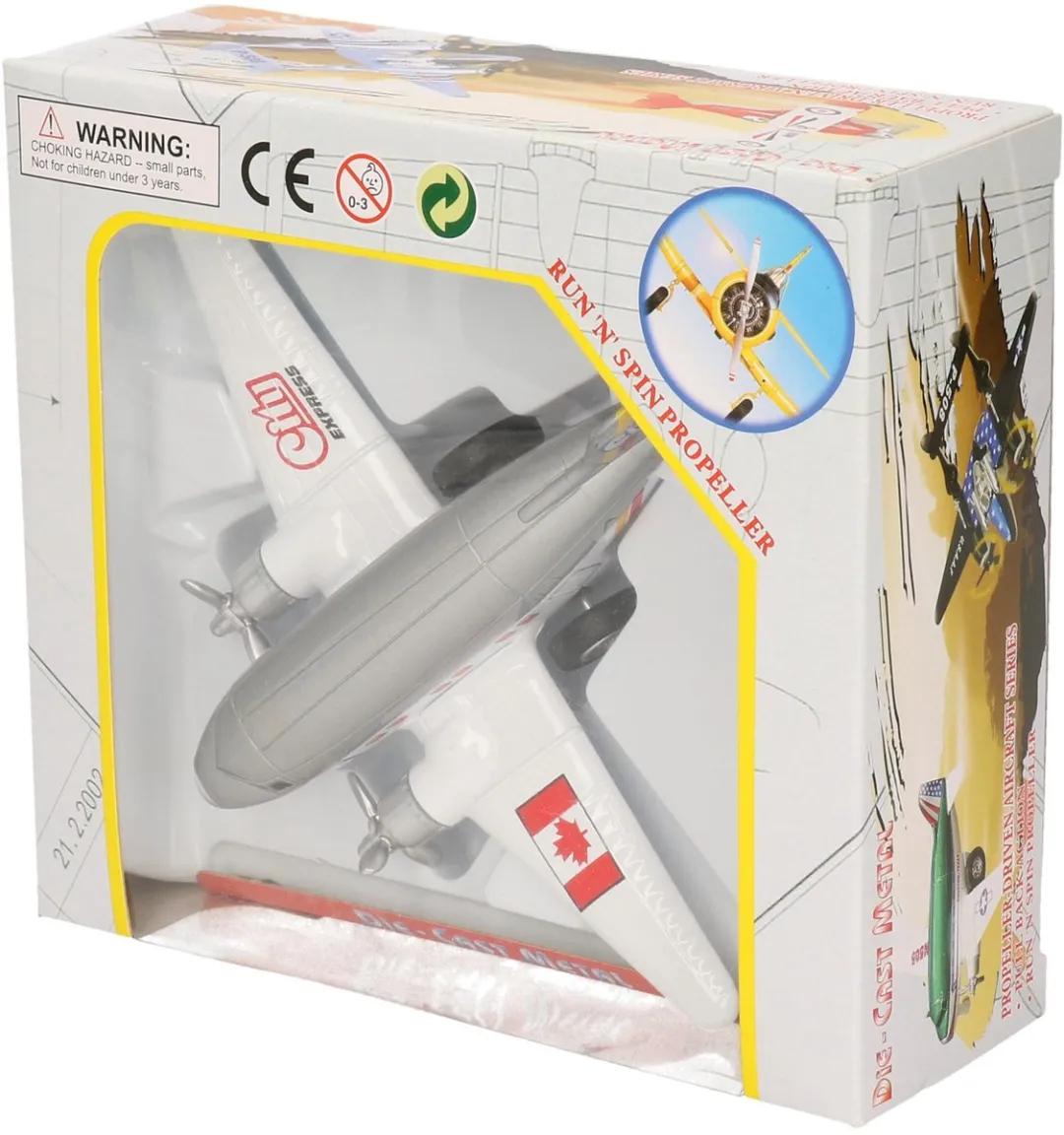 Goki Speelgoed Vliegtuig Grijs - 12cm Pull-back Motor
