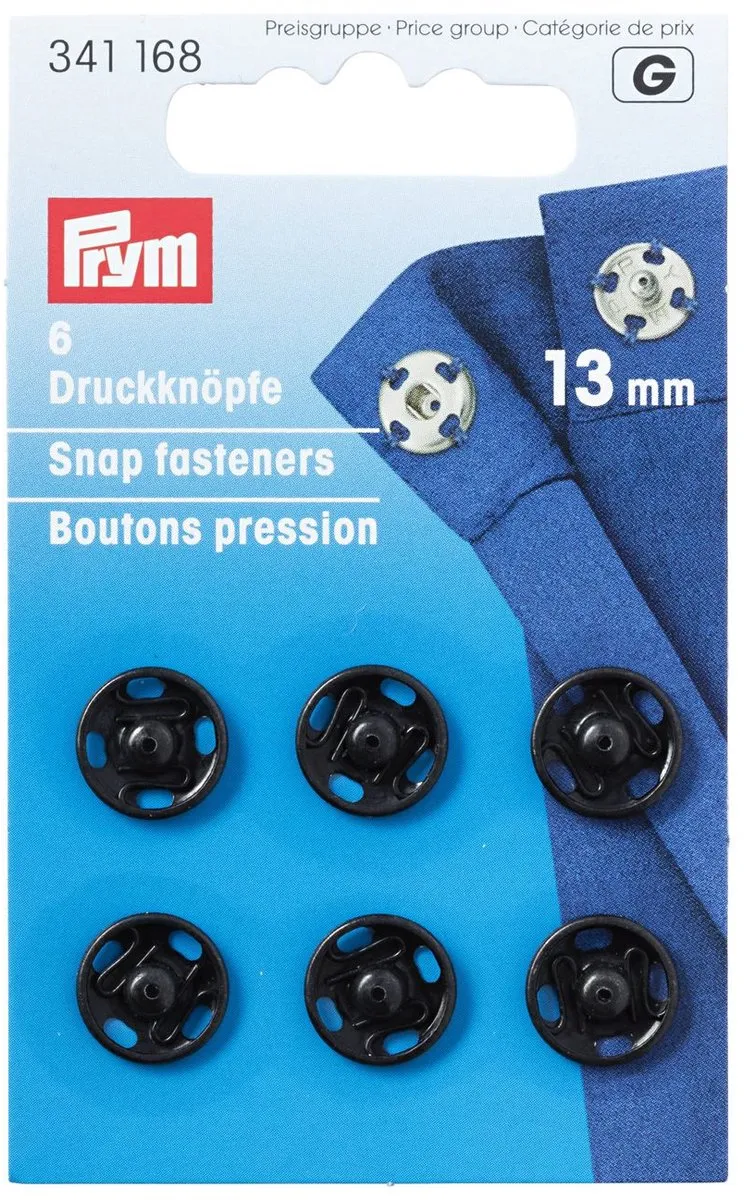 Prym Drukknoop 13mm - 6 Stuks Zwart