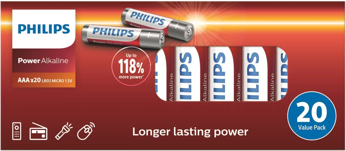 Philips Power Alkaline AAA Batterijen