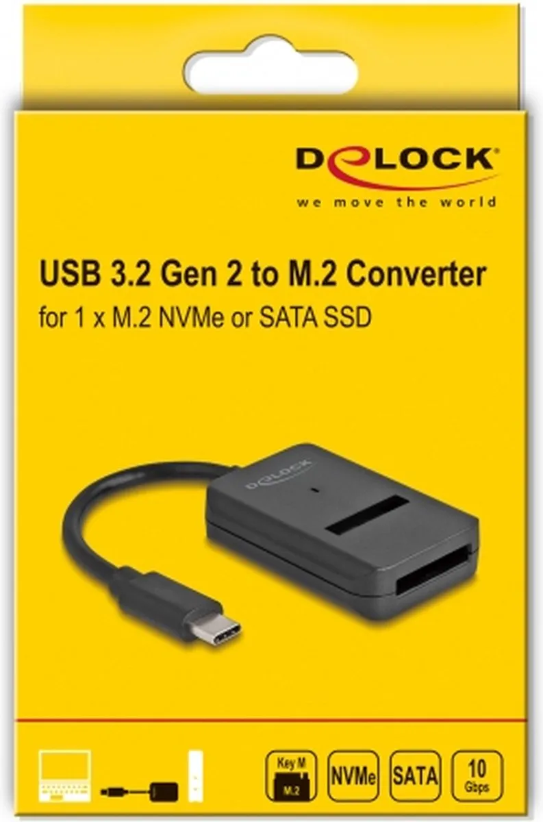 Delock M.2 NVMe/PCIe/SATA Converter USB-C 10Gbps - Zwart - afbeelding 2 van 5