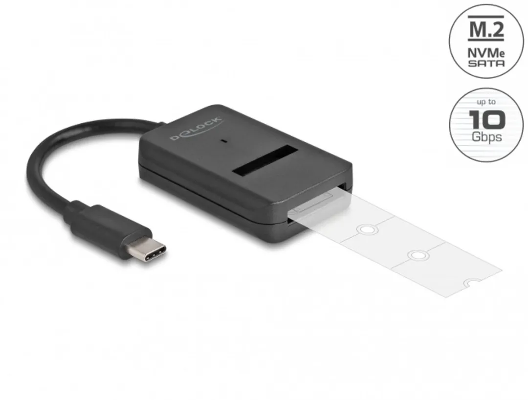 Delock M.2 NVMe/PCIe/SATA Converter USB-C 10Gbps - Zwart - afbeelding 4 van 5