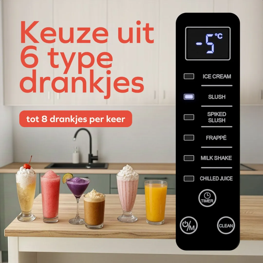KitchenBrothers Slush Puppy Maker KB4221 - 1,6L - 6 Standen - Zwart