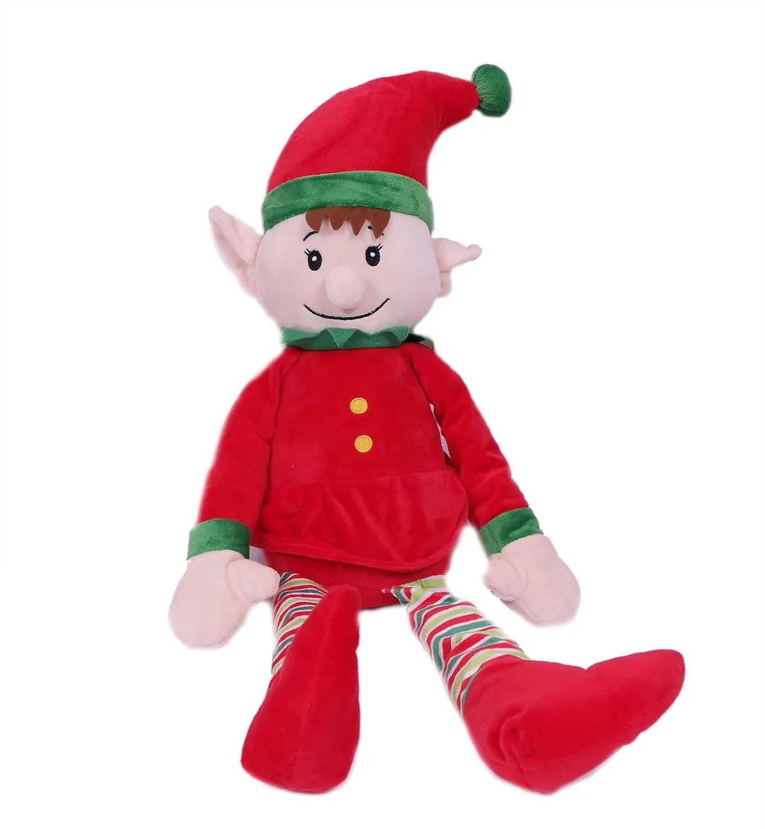PIA Soft Toys Pluche Elf Knuffels - 2 Stuks 40cm - Groen/Rood