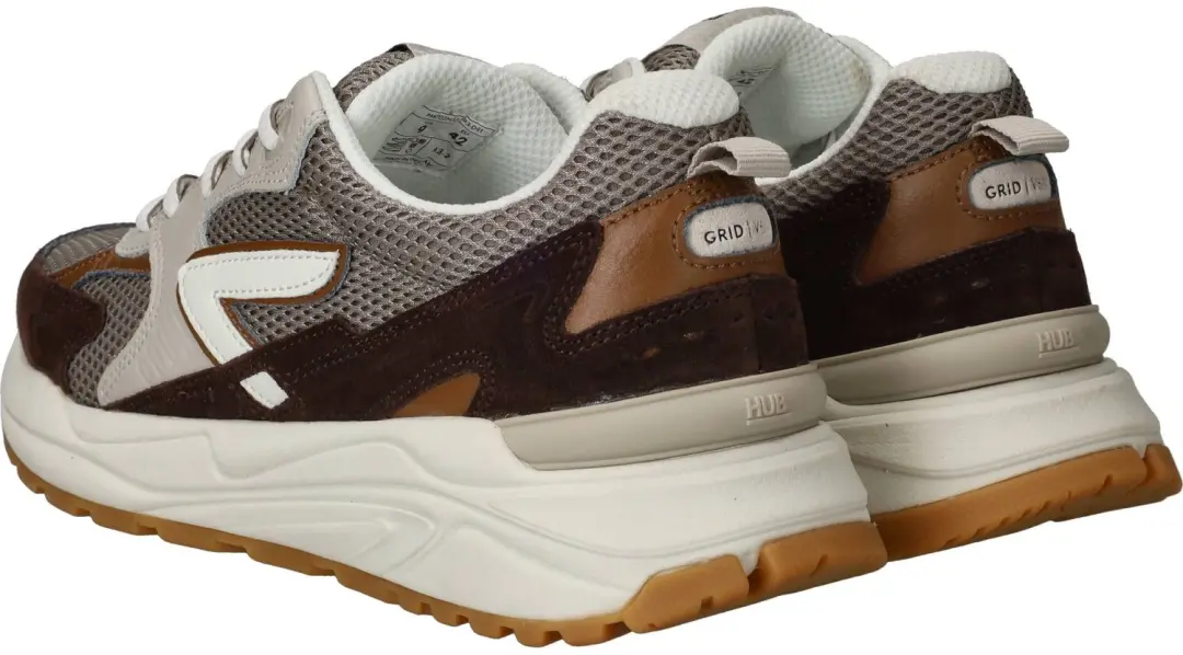 HUB Heren Grid-m Lage Sneakers - Bruin - 47 - afbeelding 6 van 6