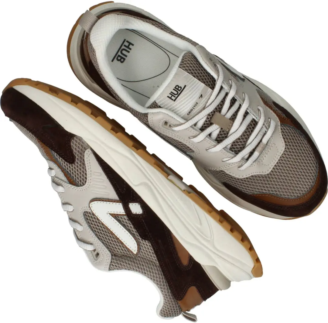 HUB Heren Grid-m Lage Sneakers - Bruin - 47 - afbeelding 4 van 6