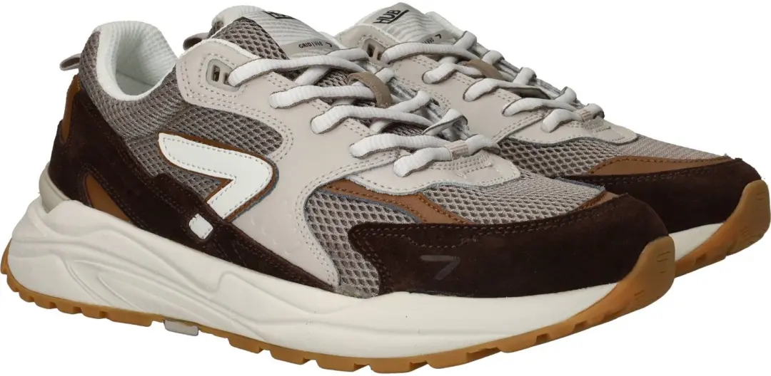 HUB Heren Grid-m Lage Sneakers - Bruin - 47 - afbeelding 3 van 6