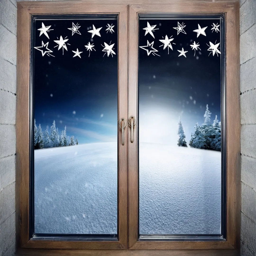 Anna's Collection Kerst Raamstickers Witte Sterren - 1 Vel