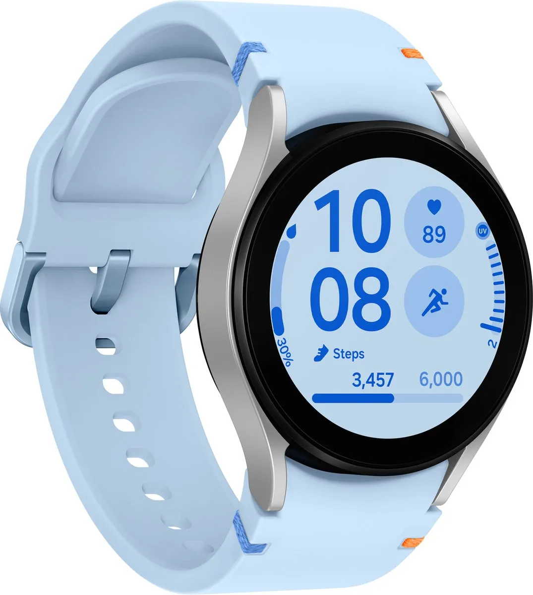 Samsung Galaxy Watch FE 40mm - Zilverkleurig - Blauwe band