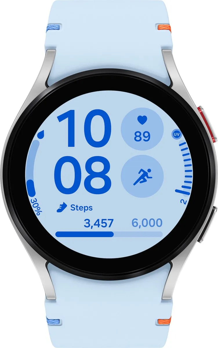 Samsung Galaxy Watch FE 40mm - Zilverkleurig - Blauwe band