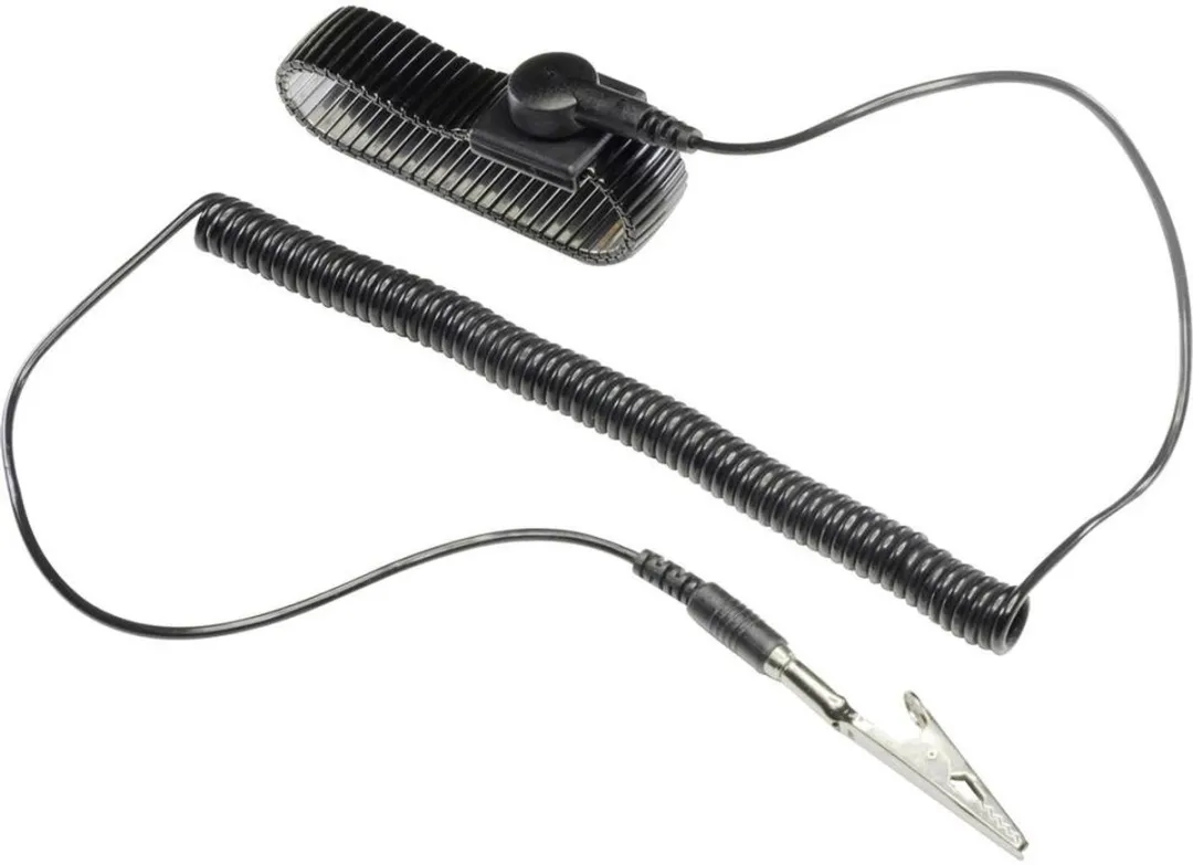 TRU COMPONENTS WristME-SET-4-305-K ESD-armband Zwart Incl. aardingskabel Drukknop 4 mm, Krokodilklem