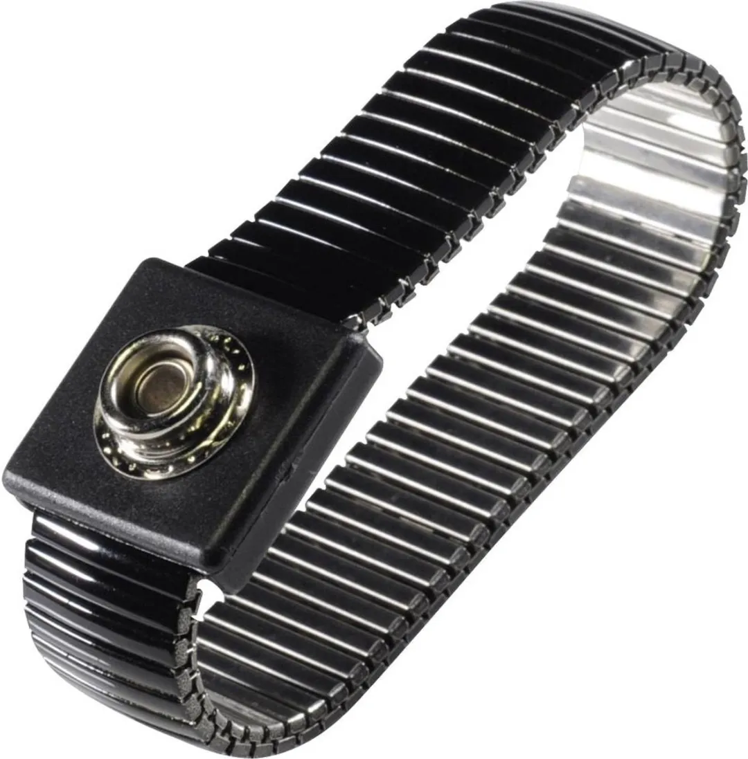 TRU COMPONENTS WristME-SET-4-305-K ESD-armband Zwart Incl. aardingskabel Drukknop 4 mm, Krokodilklem