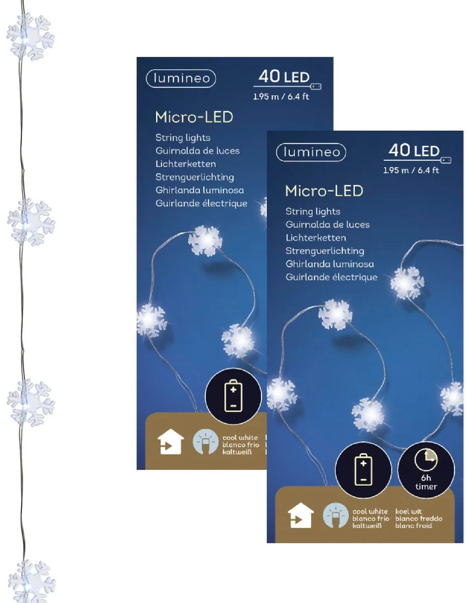 Lumineo Sneeuwvlokken Lichtsnoer 40 LED