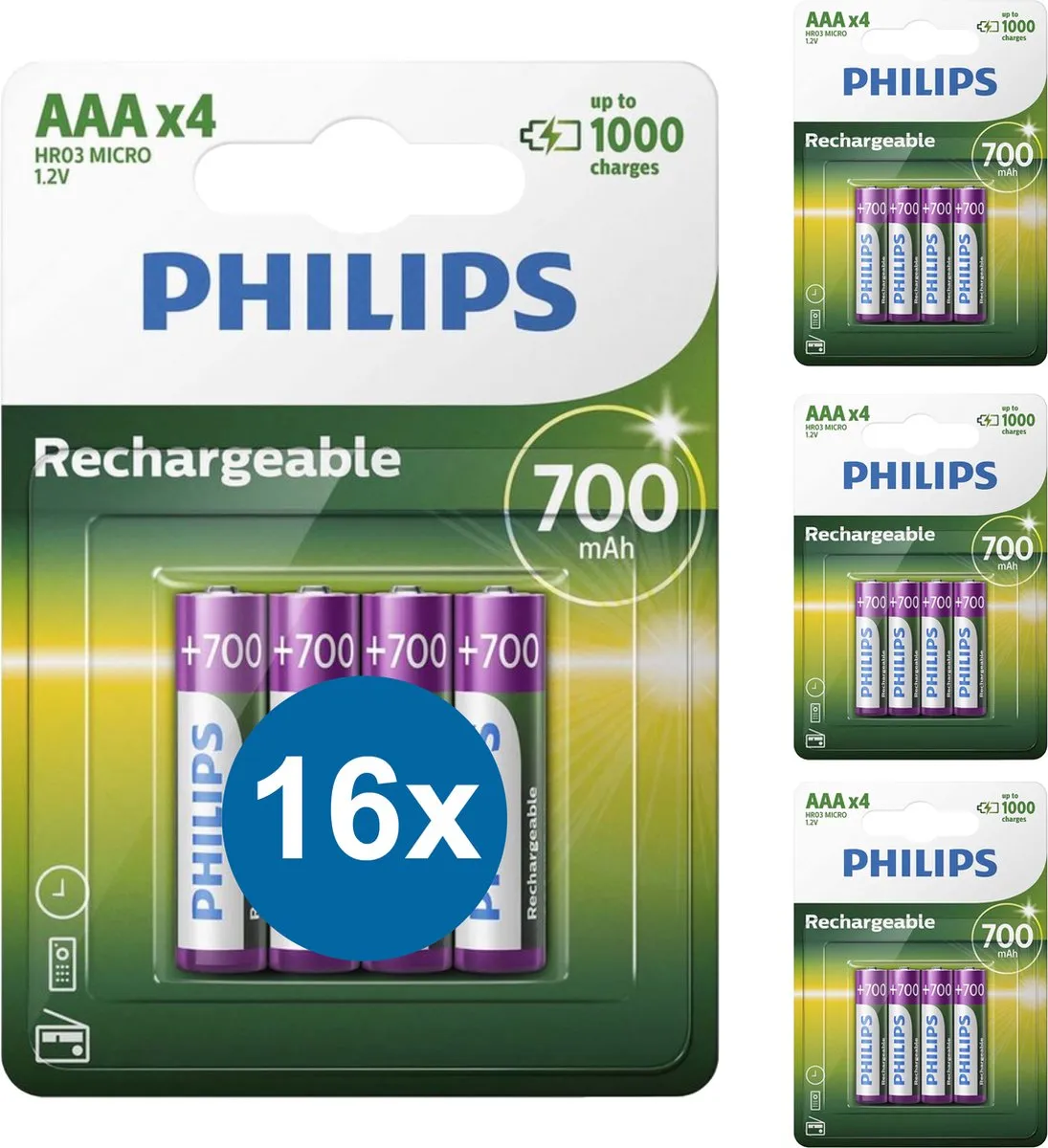 Philips HR03 Oplaadbare AAA Batterijen 700mAh